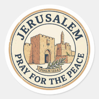 Sticker Rond Jerusalem Pray for the Peace Psalm 122:6 Stamp
