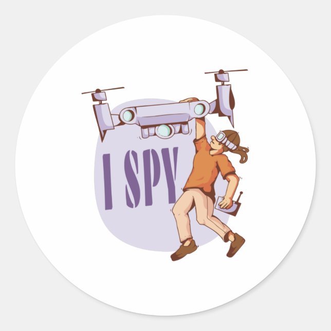 Sticker Rond J'espionne pour les pilotes de drones et les enfan (Devant)