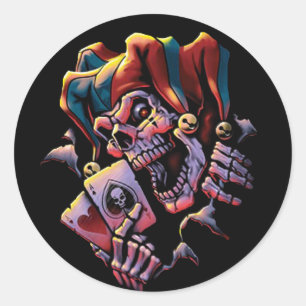Sticker Rond Jester Card Player