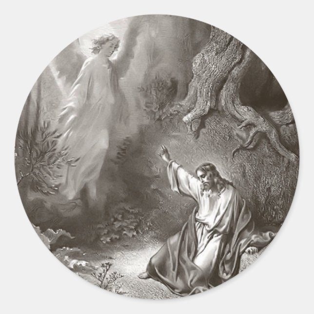 Sticker Rond Jésus Agonie Dans Le Jardin Religieux (Devant)