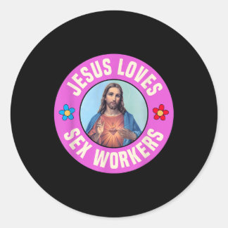 Sticker Rond Jésus aime les ouvriers Fleurs de Foi chrétienne