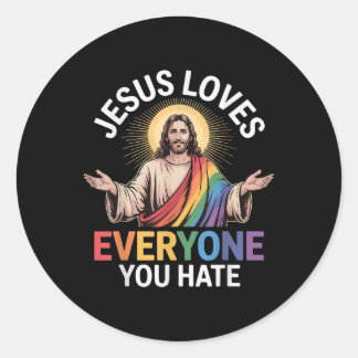 Sticker Rond Jésus aime tous ceux que vous haïssez