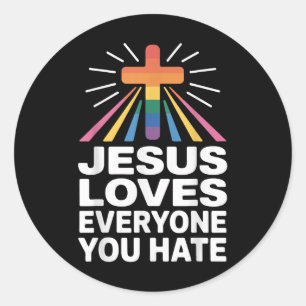 Sticker Rond Jésus aime tous ceux que vous haïssez