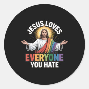 Sticker Rond Jésus aime tous ceux que vous haïssez