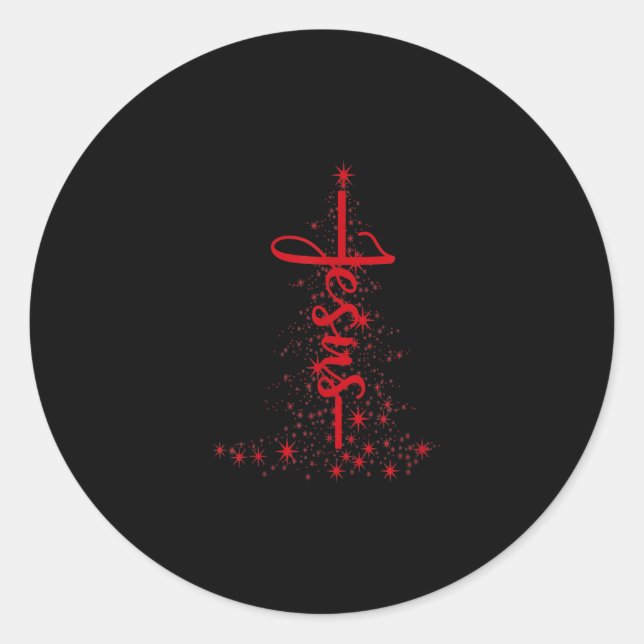 Sticker Rond Jésus amour | Arbre de Noël Étoile chrétienne Jésu (Devant)