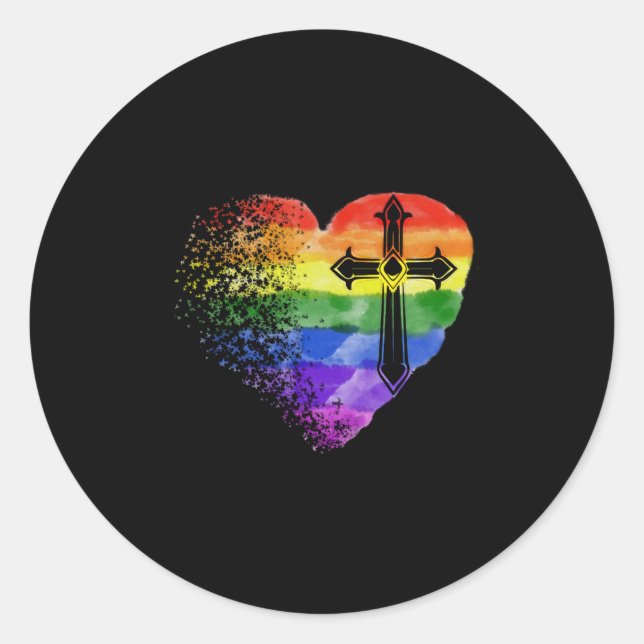 Sticker Rond Jésus amour | Coeur LGBT Aimer Jésus Christ (Devant)