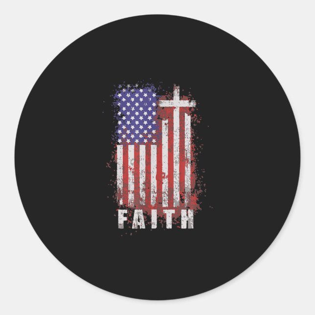 Sticker Rond Jésus amour | Foi chrétienne patriotique Jésus USA (Devant)