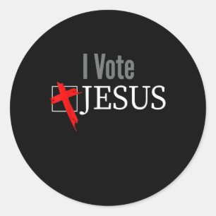 Sticker Rond Jésus amour Je vote la Croix chrétienne de Jésus