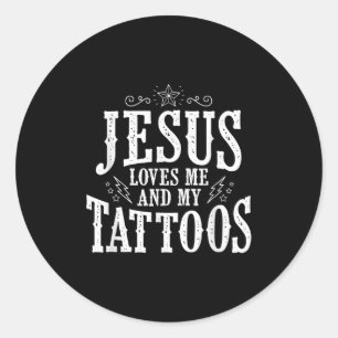 Sticker Rond Jésus amour Jésus M'Aime Et Mes Tatouages