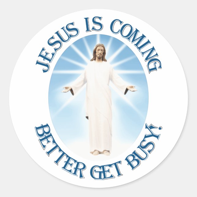 Sticker Rond Jésus arrive (Devant)