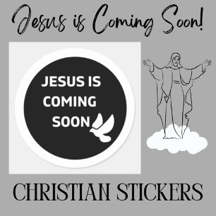 Sticker Rond Jésus arrive bientôt _colombe Classic Round Sticke