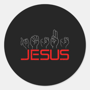 Sticker Rond Jesus ASL Langue des signes américaine Christian D
