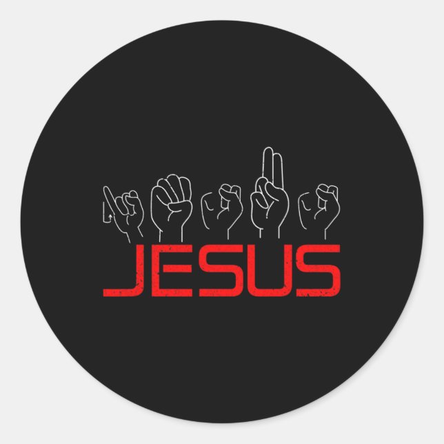 Sticker Rond Jesus ASL Langue des signes américaine Christian D (Devant)