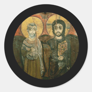 Sticker Rond Jésus avec Abbot Coptic Icon