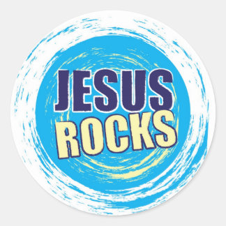 Sticker Rond Jésus bascule 7 bleus et jaunes