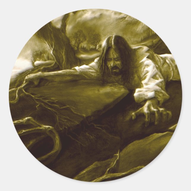 Sticker Rond Jésus Christ agonie dans le jardin de Gethsémani (Devant)