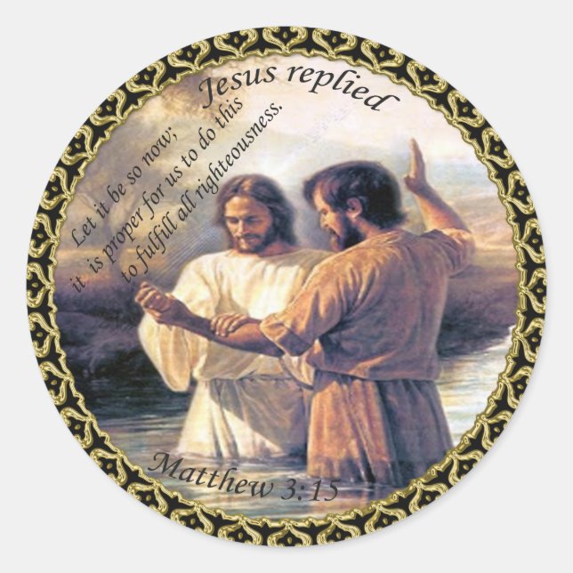 Sticker Rond Jésus Christ Baptême image un (Devant)