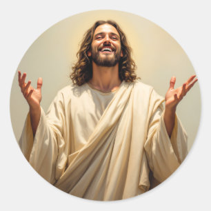 Sticker Rond Jésus Christ Célébrer Les Bonnes Nouvelles