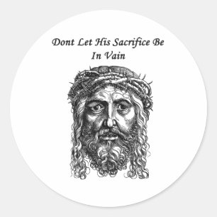 Sticker Rond Jésus Christ Face Sacrifice bible Citation foi Art