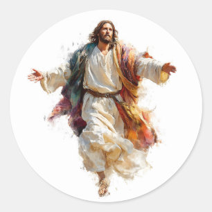 Sticker Rond Jésus-Christ Moderne Religieux Chrétien Catholique