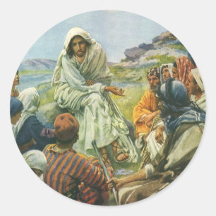 Sticker Rond Jésus Christ Sermon sur le Mont, Religion Vintage
