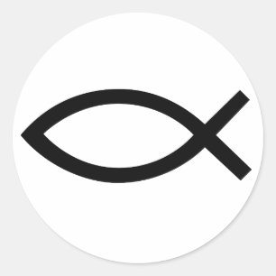 Sticker Rond Jésus Christ, symbole chrétien du poisson