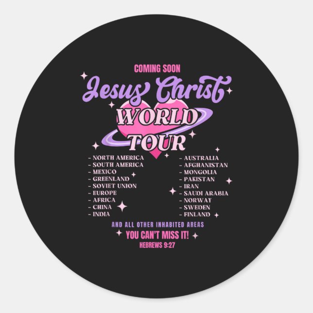 Sticker Rond Jesus Christ World Tour Coming Soon You Can't Miss (Devant)