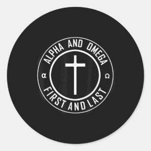 Sticker Rond Jésus Croix Cercle Drôle Alpha Et Oméga - Premier 