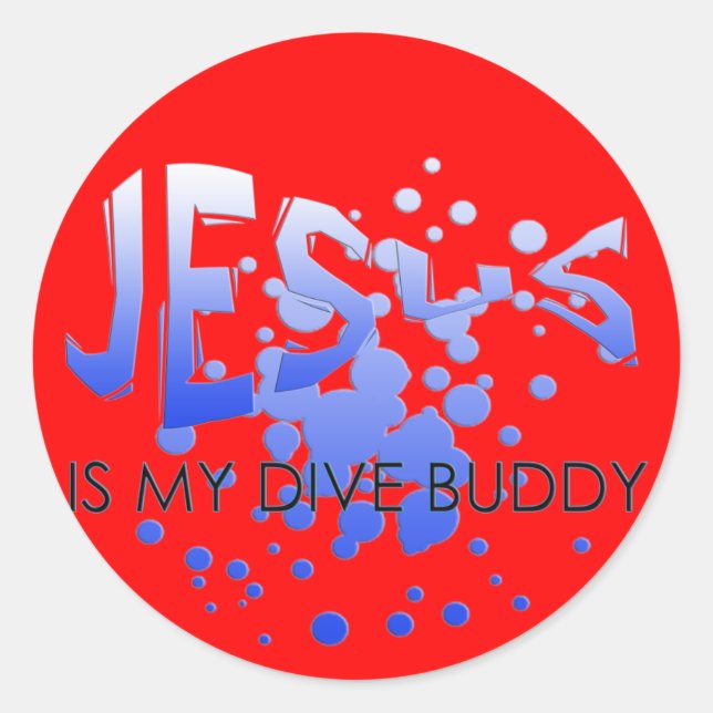 STICKER ROND JESUS DIVE BUDDY (Devant)