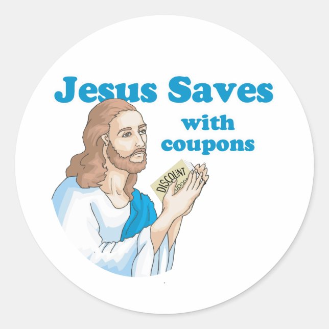 Sticker Rond Jésus économise avec des coupons (Devant)