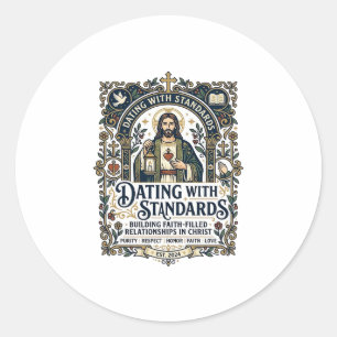 Sticker Rond Jésus en rendez-vous T-shirt humouristique sur la