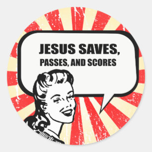 STICKER ROND JÉSUS ENREGISTRE, PASSE ET SCORES