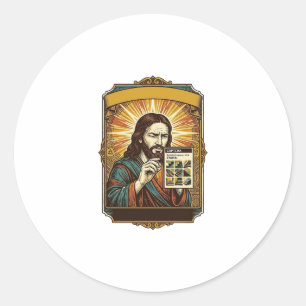 Sticker Rond Jésus Escalier Flou Test Captcha Sécurité Tech Hum