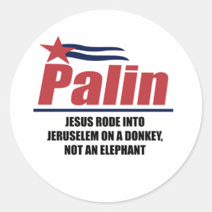 Sticker Rond Jésus est allé à Jérusalem sur un âne