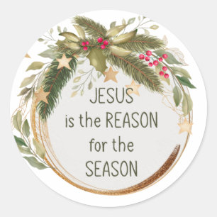 Sticker Rond Jésus est la raison de la saison de Noël