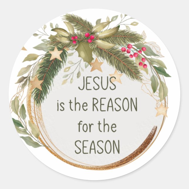 Sticker Rond Jésus est la raison de la saison Noël (Devant)