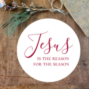 Sticker Rond Jésus est la raison de la saison Noël rouge