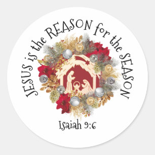Sticker Rond JÉSUS EST LA RAISON DE Noël