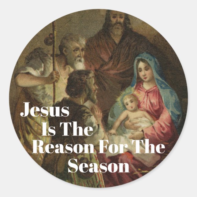 Sticker Rond Jésus Est La Raison De Noël (Devant)