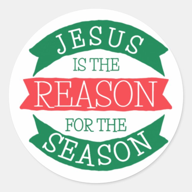 Sticker Rond Jésus Est La Raison De Noël (Devant)