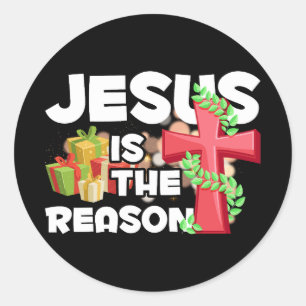 Sticker Rond Jésus Est La Raison Pour La Saison Noël