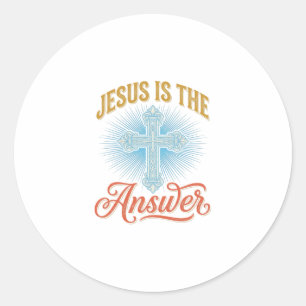 Sticker Rond Jésus est la réponse Croix chrétienne Vector Desig