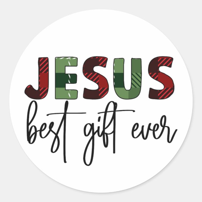 Sticker Rond Jésus est le meilleur cadeau de Noël chrétien (Devant)