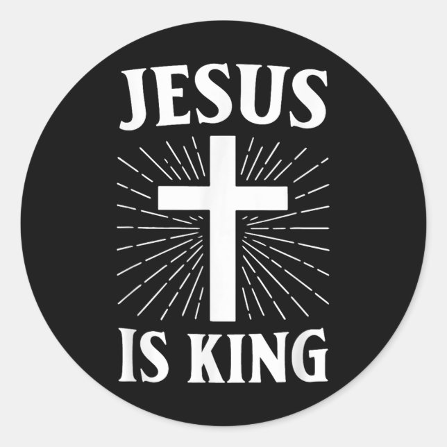 Sticker Rond Jésus est le roi de la foi chrétienne Croix (Devant)