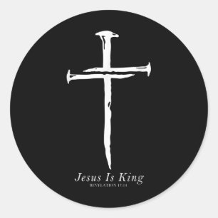 Sticker Rond Jésus Est Le Roi Funny Cross Nails Christian
