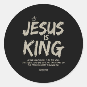 Sticker Rond Jésus est le roi Jean 14_6 Costume Jésus chrétien 