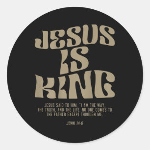 Sticker Rond Jésus est le roi Jésus Jean 14_6 Costume chrétien