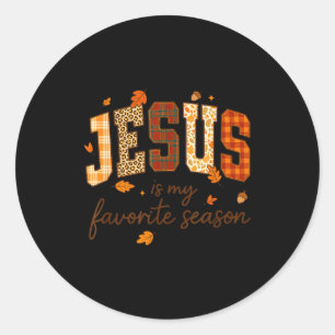 Sticker Rond Jésus est ma saison préférée Automne Chrétien Léop