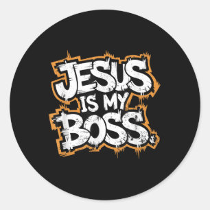 Sticker Rond Jésus Est Mon Patron