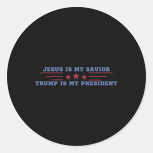 Sticker Rond Jésus est mon sauveur Trump est mon président